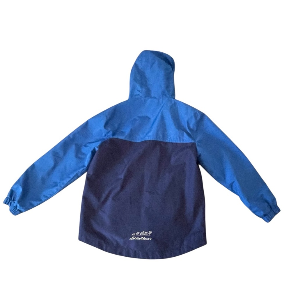 Eddie Bauer Boys Blue and Green Raincoat full zip with Hood Size S (7/8) - Picture 3 of 16
